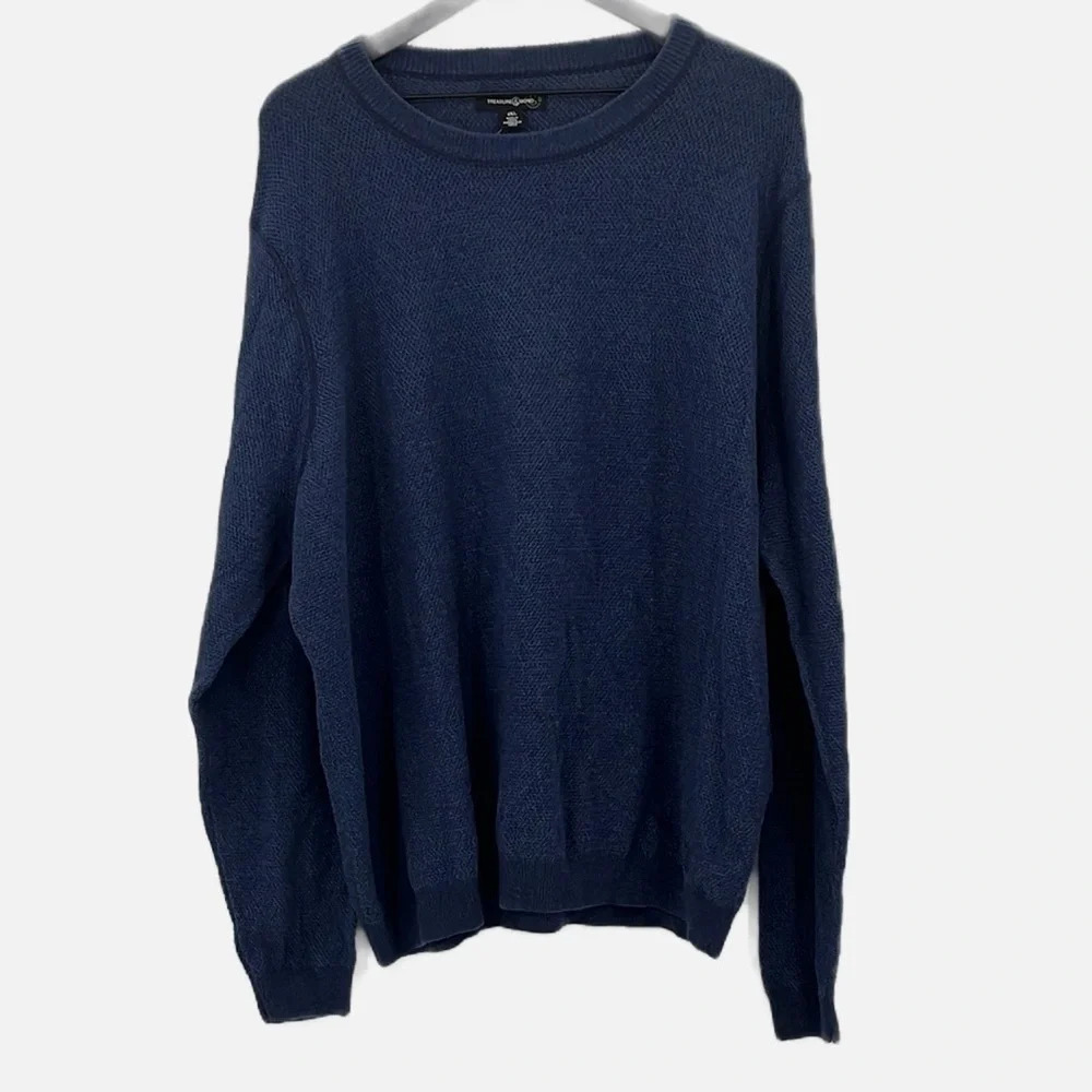 Treasure & Bond Textured Cotton Crewneck Sweater in Navy Iris - NWOT - Size 2XL